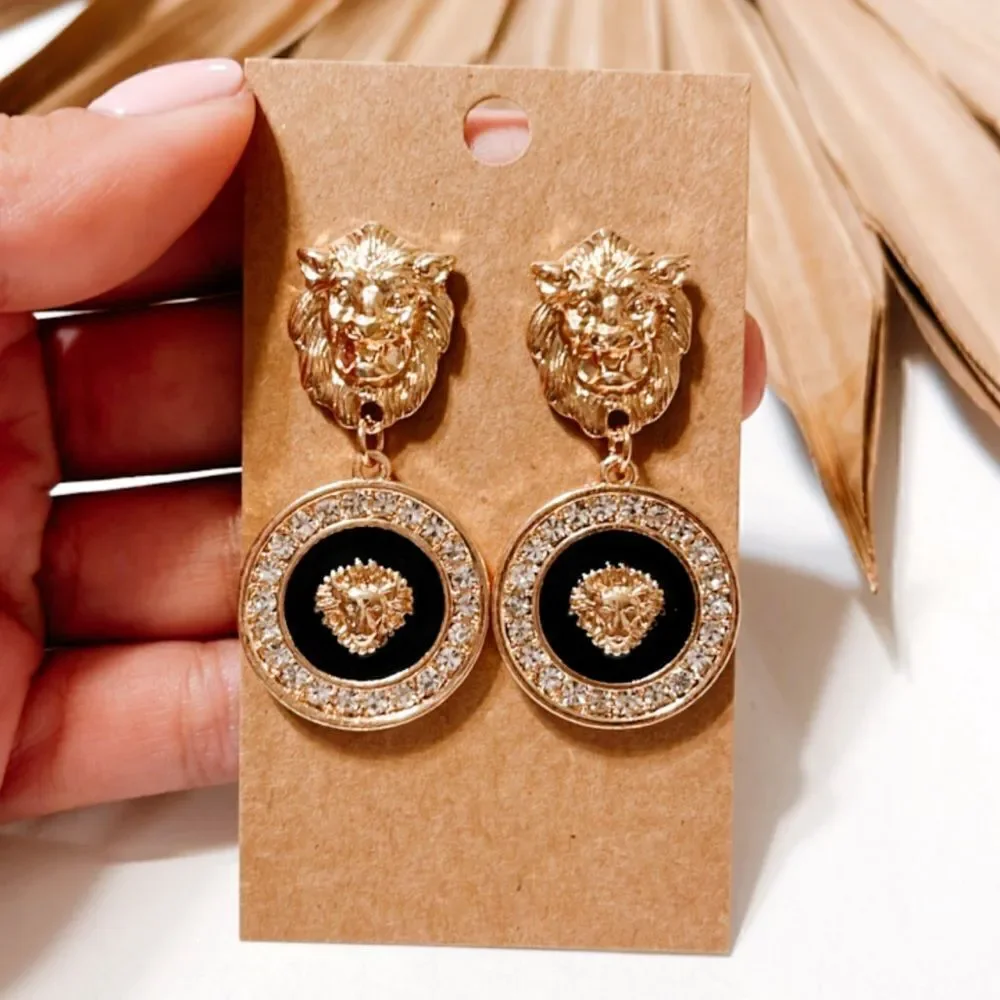 Tiger coin drop earrings #1140
